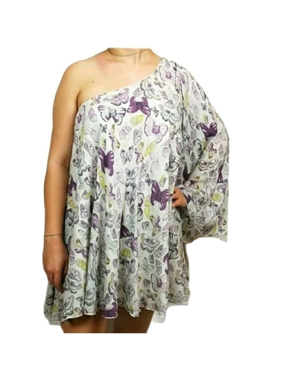 Rare London sz XL 1 sleeve Butterfly swing dress boho whimsicle